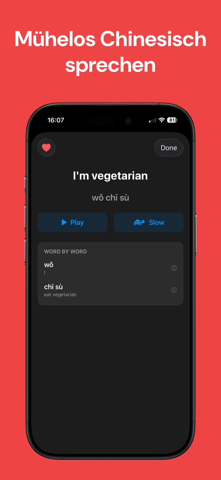 Mühelos Chinesisch sprechen — Chinesisch Sprachführer auf dem iPhone mit alltagsnahen Phrasenkategorien und einer Phrasenliste